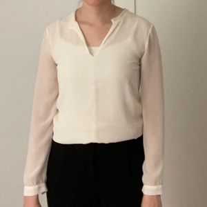 Two (2) Ann Taylor blouses with sheer chiffon sleeves